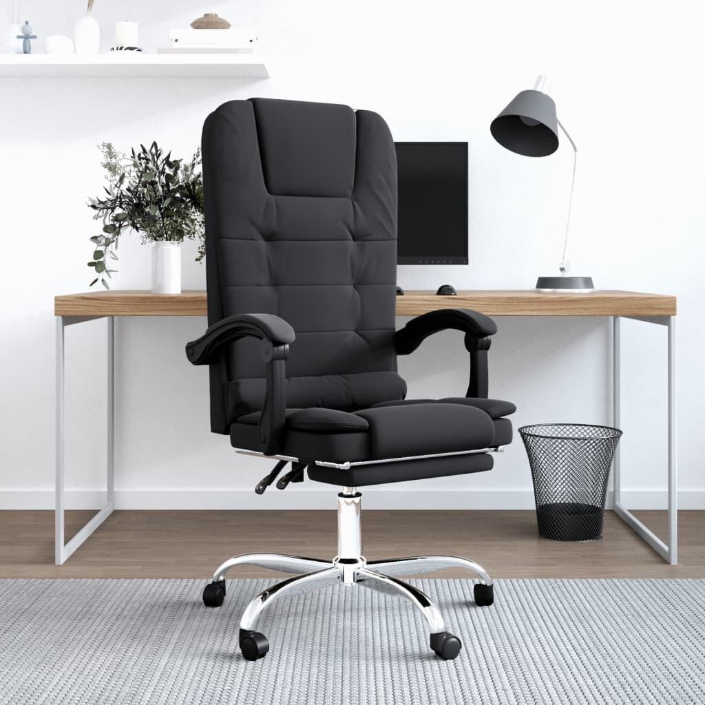 Massage Reclining Office Chair Black Faux Leather Massage Reclining Office Chair Black Faux Leather