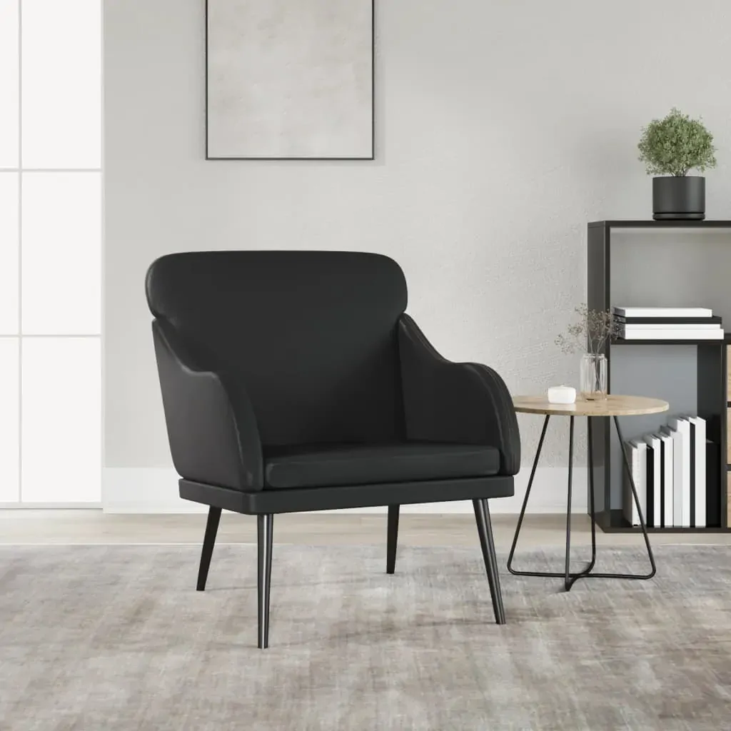 Armchair Black 63x76x80 cm Faux Leather Armchair Black 63x76x80 cm Faux Leather