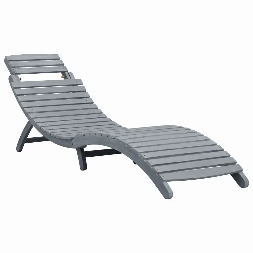 Sun Lounger Grey Wash Solid Acacia Wood Sun Lounger Grey Wash Solid Acacia Wood