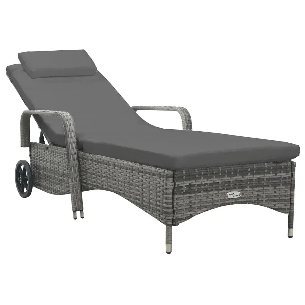 Sun Lounger with Wheels Poly Rattan Anthracite Sun Lounger with Wheels Poly Rattan Anthracite