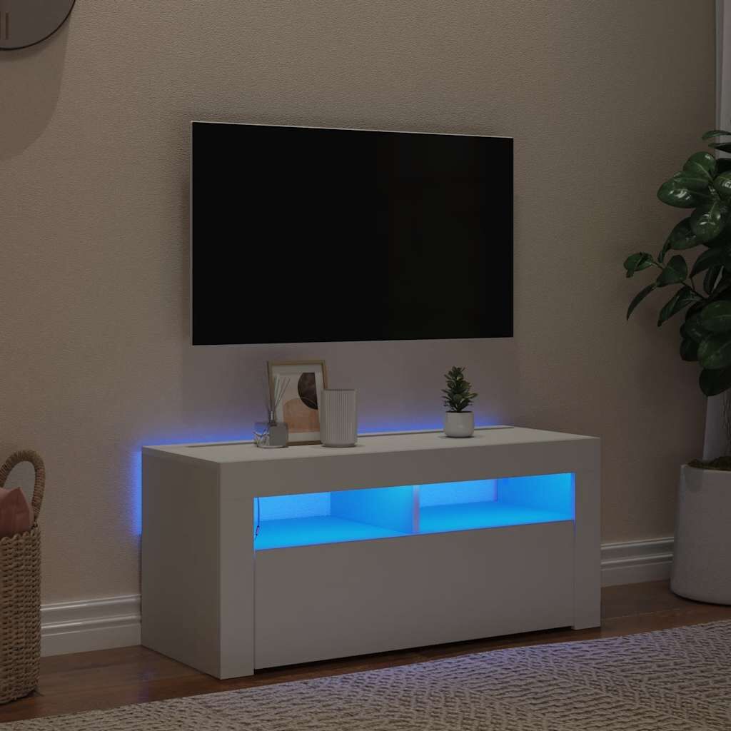 TV Cabinet with LED Lights White 90x35x40 cm TV Cabinet with LED Lights White 90x35x40 cm