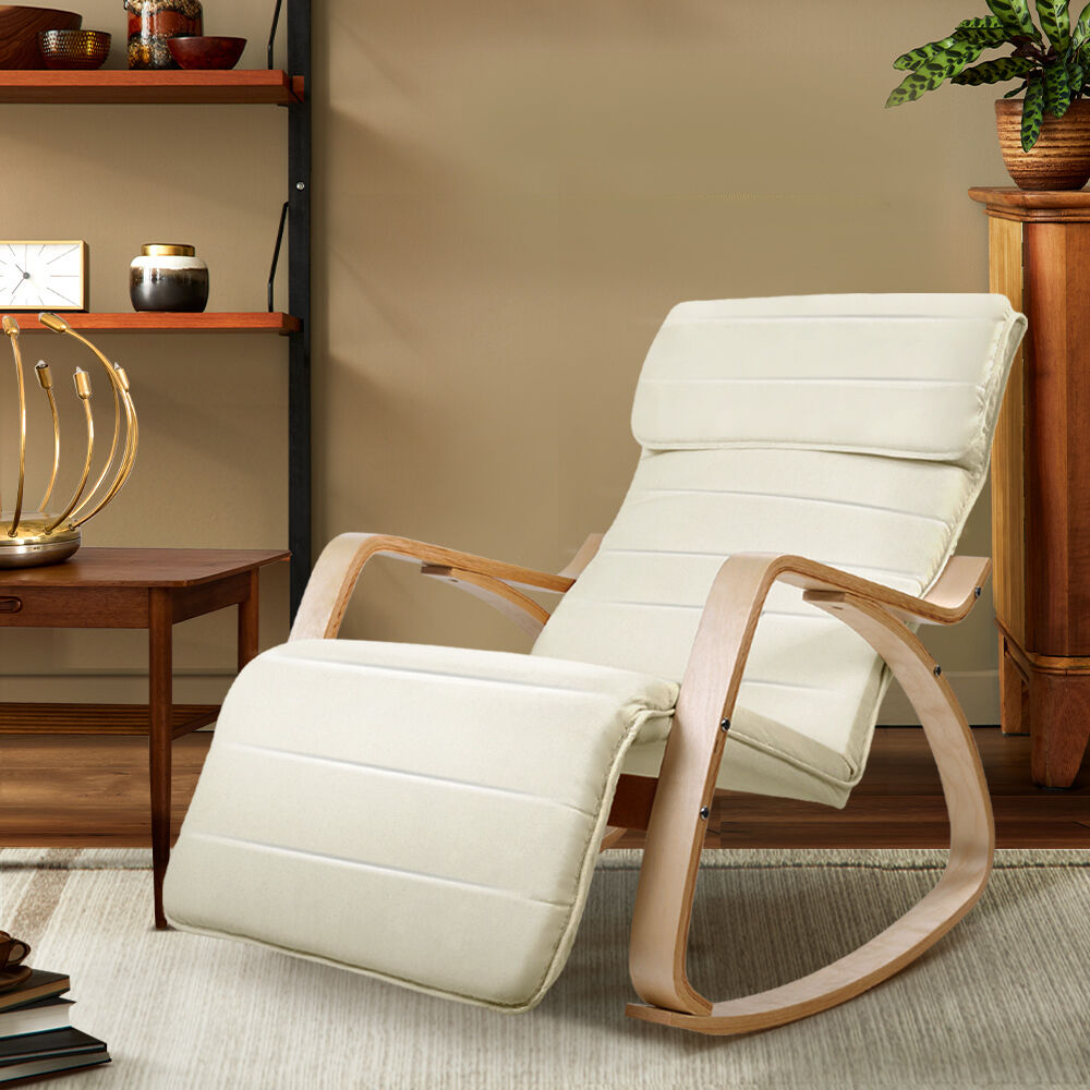 Fabric Rocking Armchair with Adjustable Footrest Fabric Rocking Armchair with Adjustable Footrest