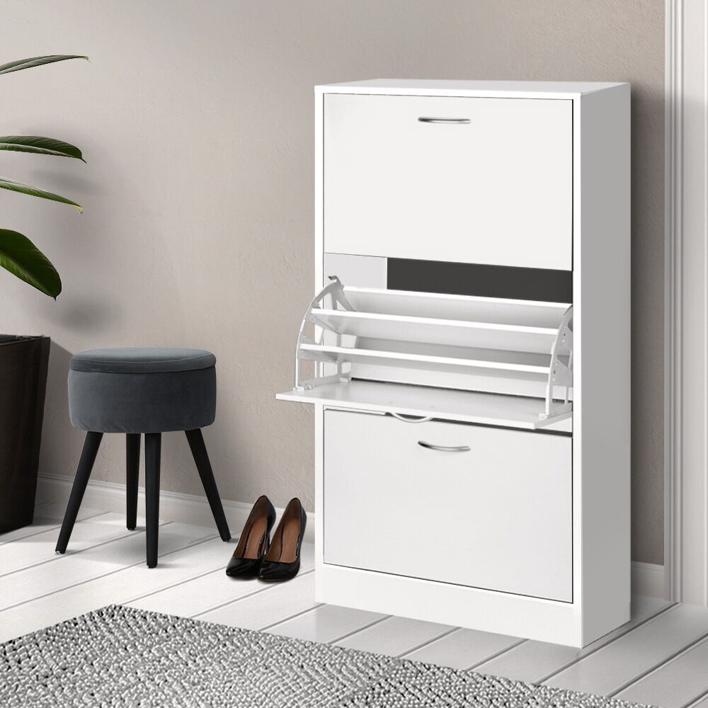 Door Shoe Cabinet - White Door Shoe Cabinet - White