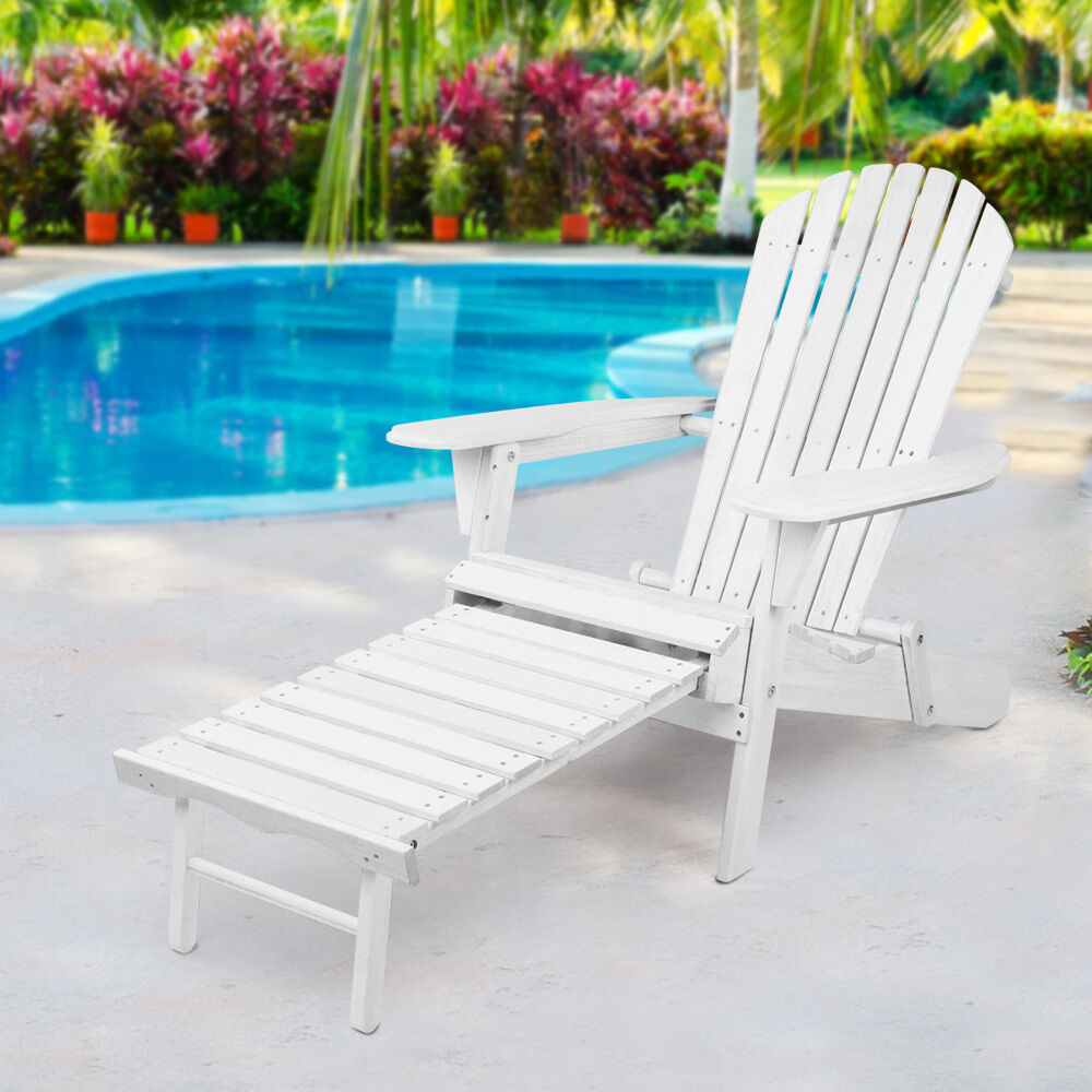 Adirondack Beach Chair with Ottoman - White Adirondack Beach Chair with Ottoman - White