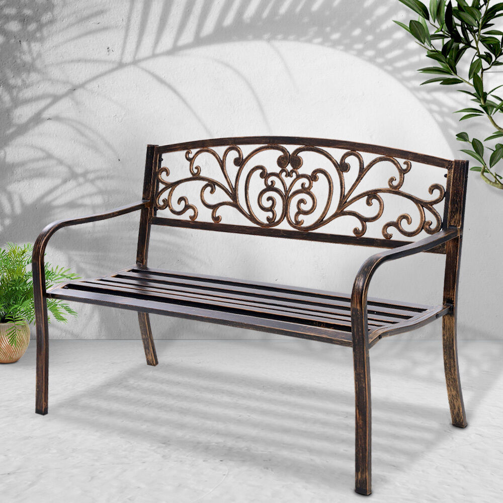 Outdoor Garden Bench Seat Steel Outdoor Furniture 3 Seater Park Black Outdoor Garden Bench Seat Steel Outdoor Furniture 3 Seater Park Black