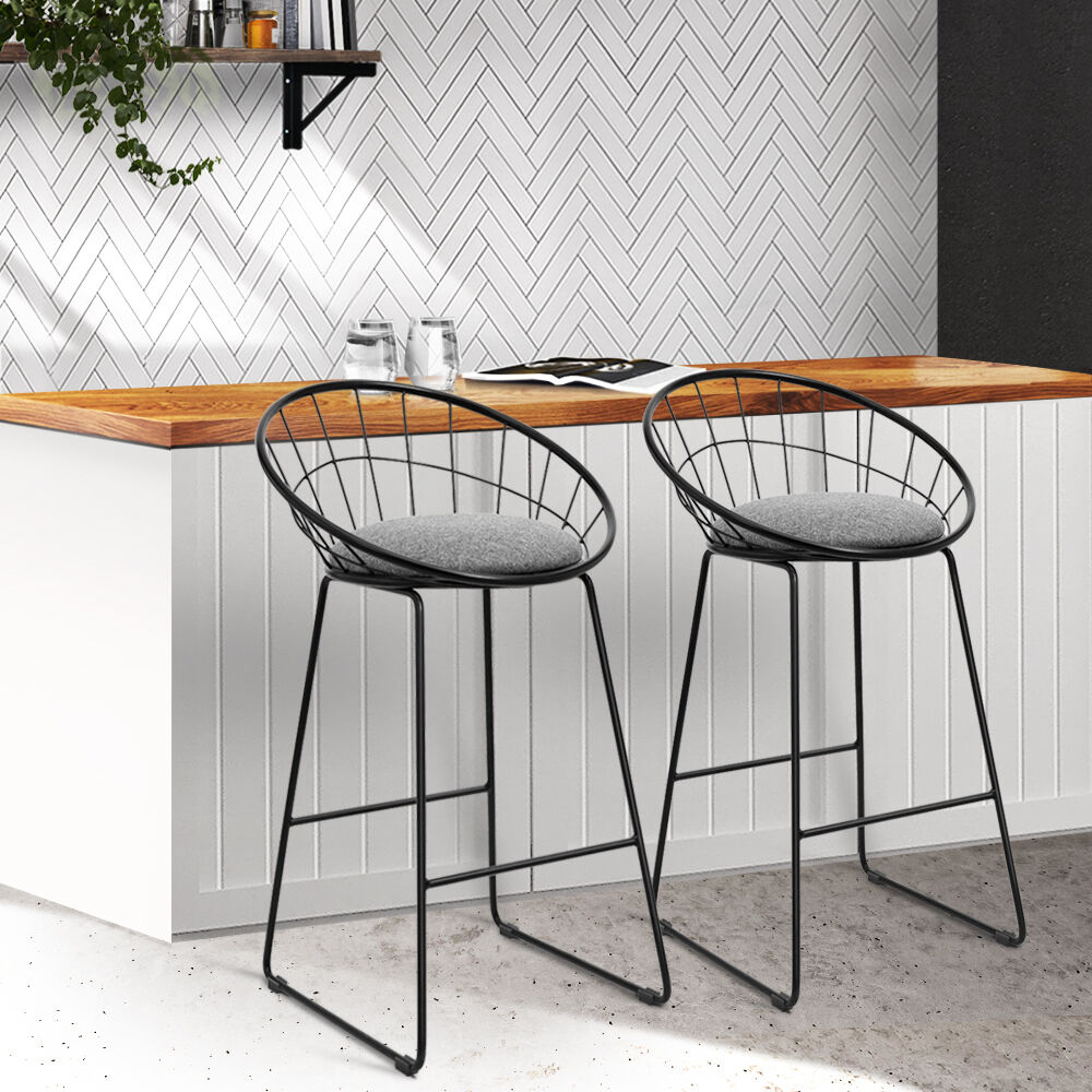 Bar Stools Steel Fabric - Grey and Black Bar Stools Steel Fabric - Grey and Black