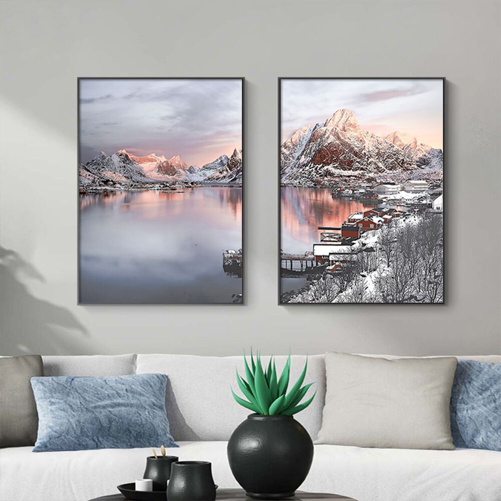 Nordic Norway 2 Sets Black Frame Canvas Wall Art Nordic Norway 2 Sets Black Frame Canvas Wall Art