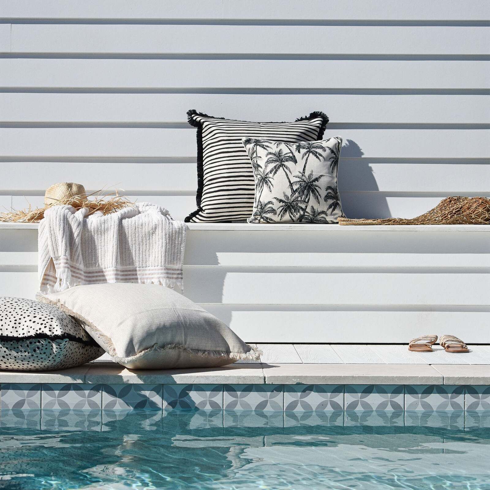 Cushion Cover-With Natural Piping-Castaway Cushion Cover-With Natural Piping-Castaway