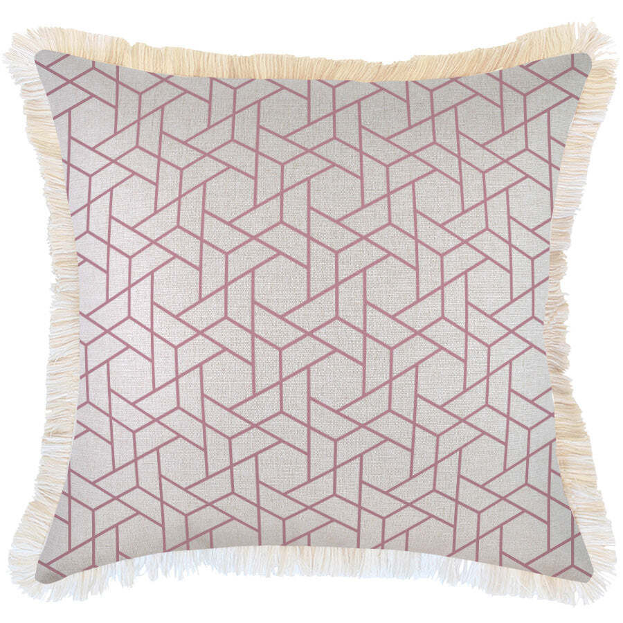 Cushion Cover-Coastal Fringe-Milan Rose Cushion Cover-Coastal Fringe-Milan Rose