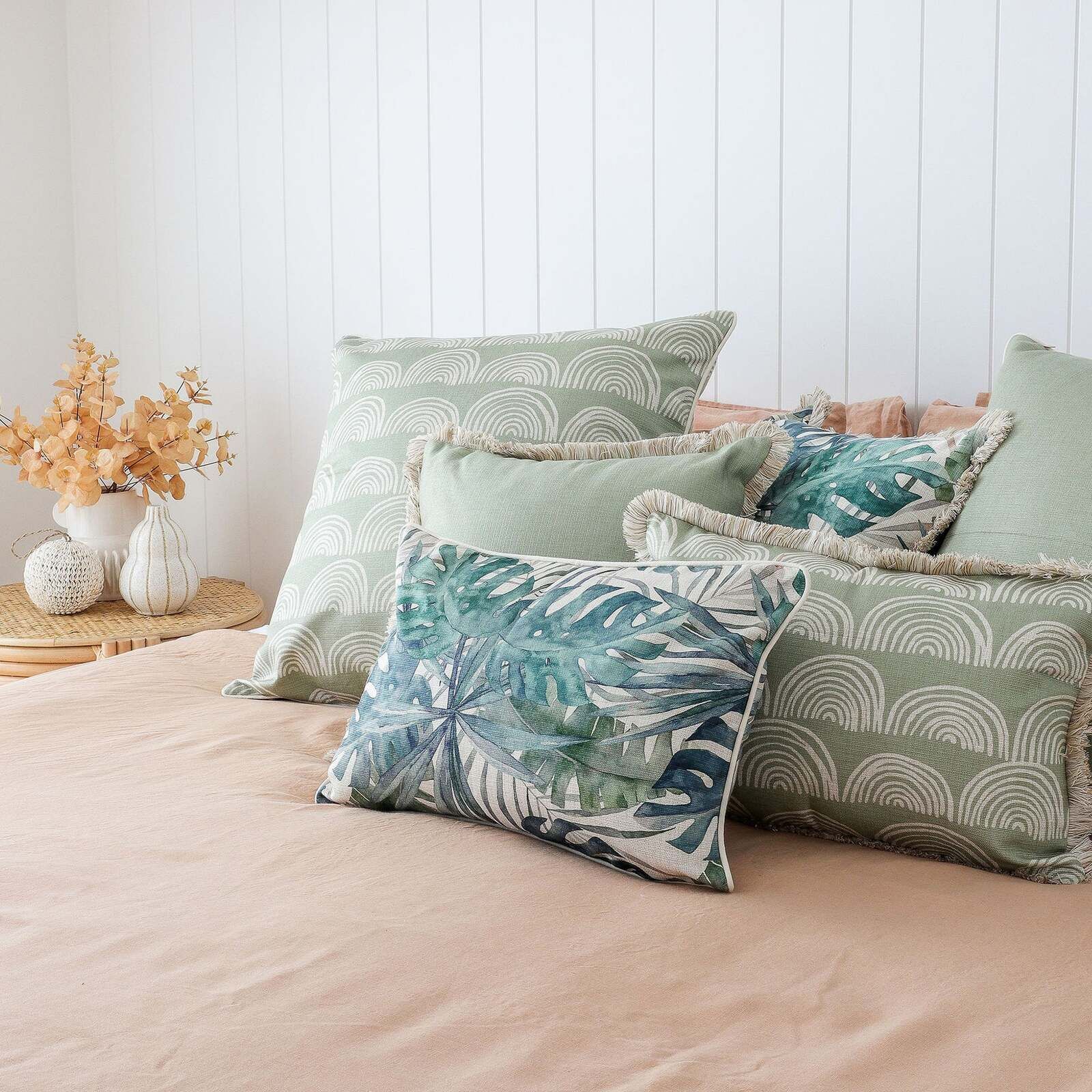 Cushion Cover-With Piping-Rainbows-Sage Cushion Cover-With Piping-Rainbows-Sage