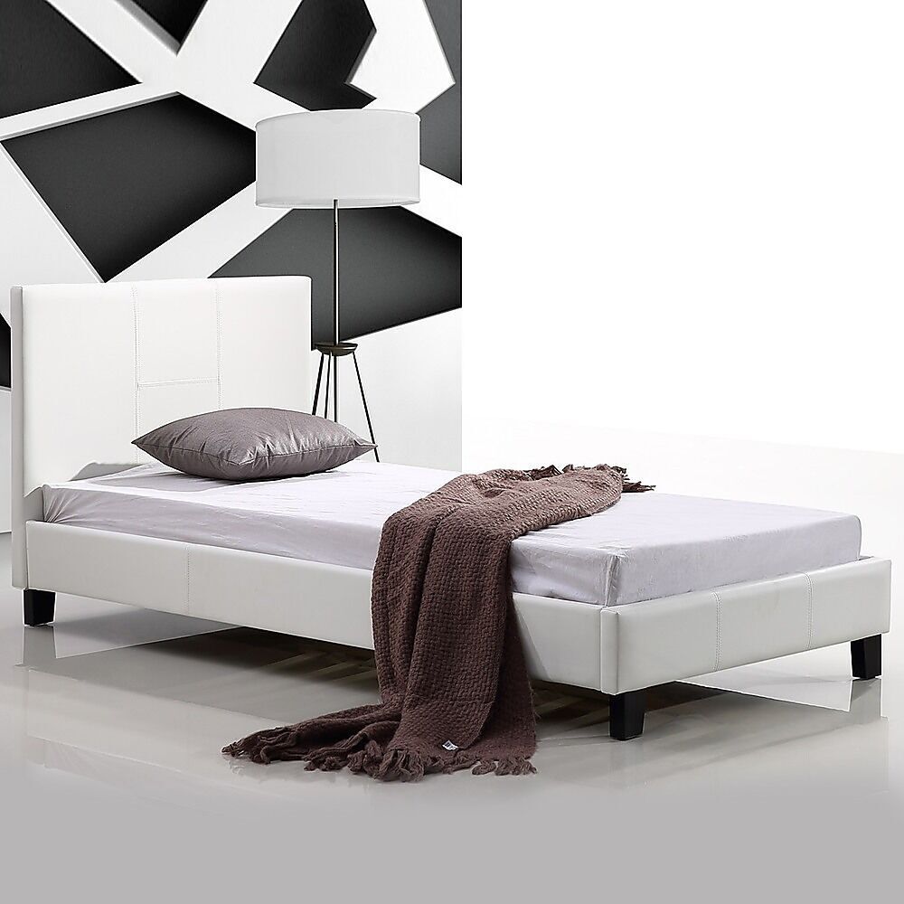 Antrim Single PU Leather Bed Frame Brown Antrim Single PU Leather Bed Frame Brown