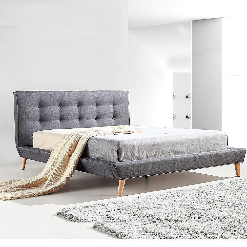 Parilla Fabric Deluxe Bed Frame Grey Parilla Fabric Deluxe Bed Frame Grey