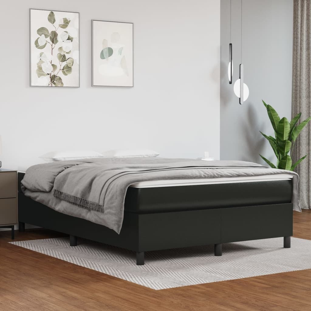 Box Spring Bed Frame Black Faux Leather Box Spring Bed Frame Black Faux Leather