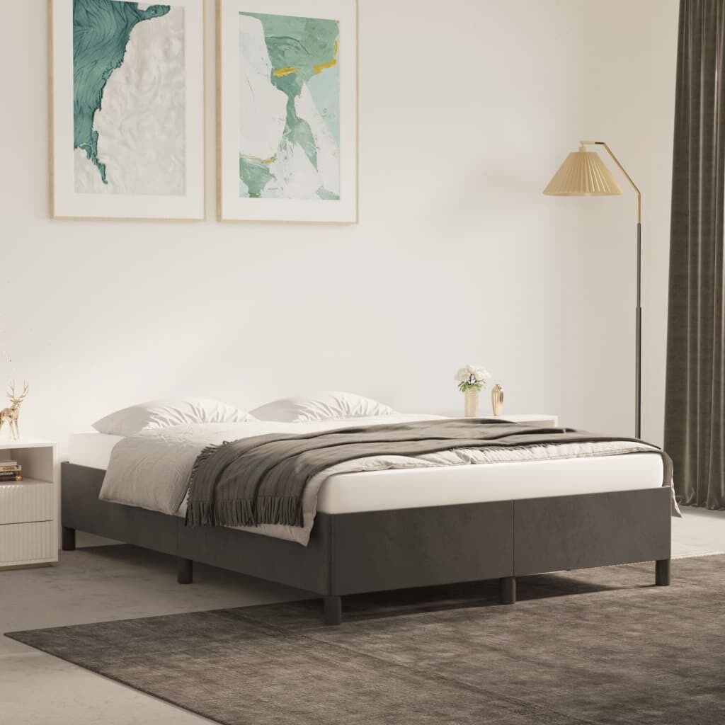 Bed Frame Dark Grey Velvet Bed Frame Dark Grey Velvet