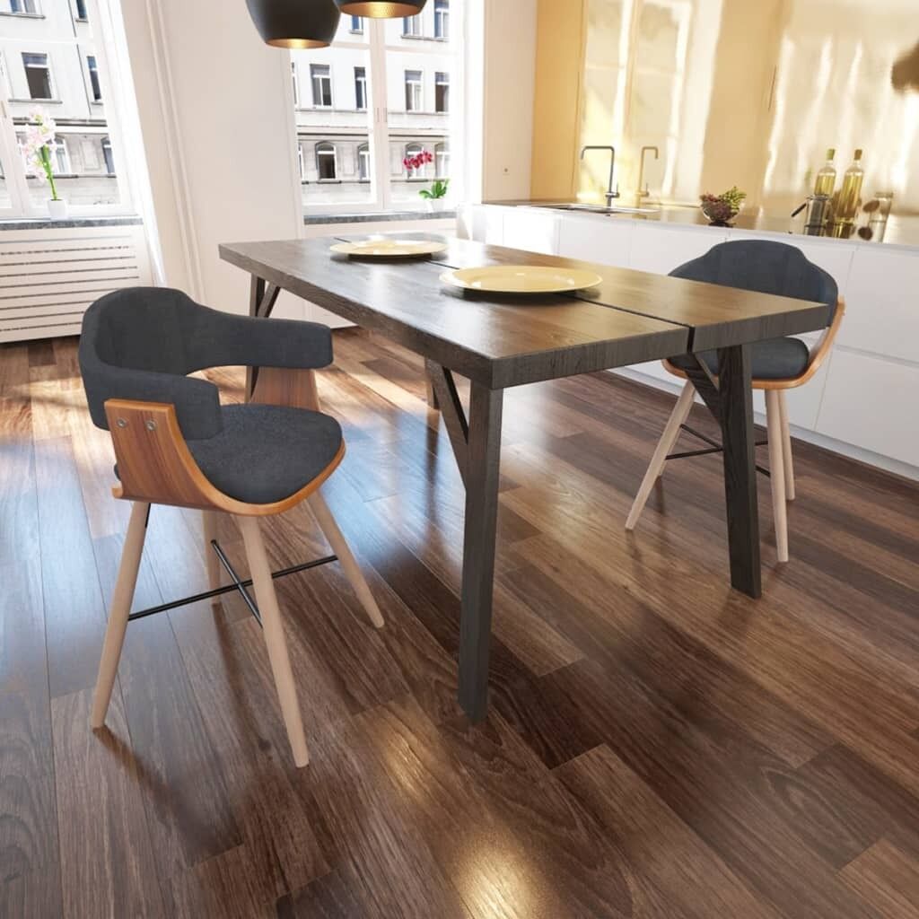 Dining Chairs Dark Grey Bent Wood and Fabric Dining Chairs Dark Grey Bent Wood and Fabric