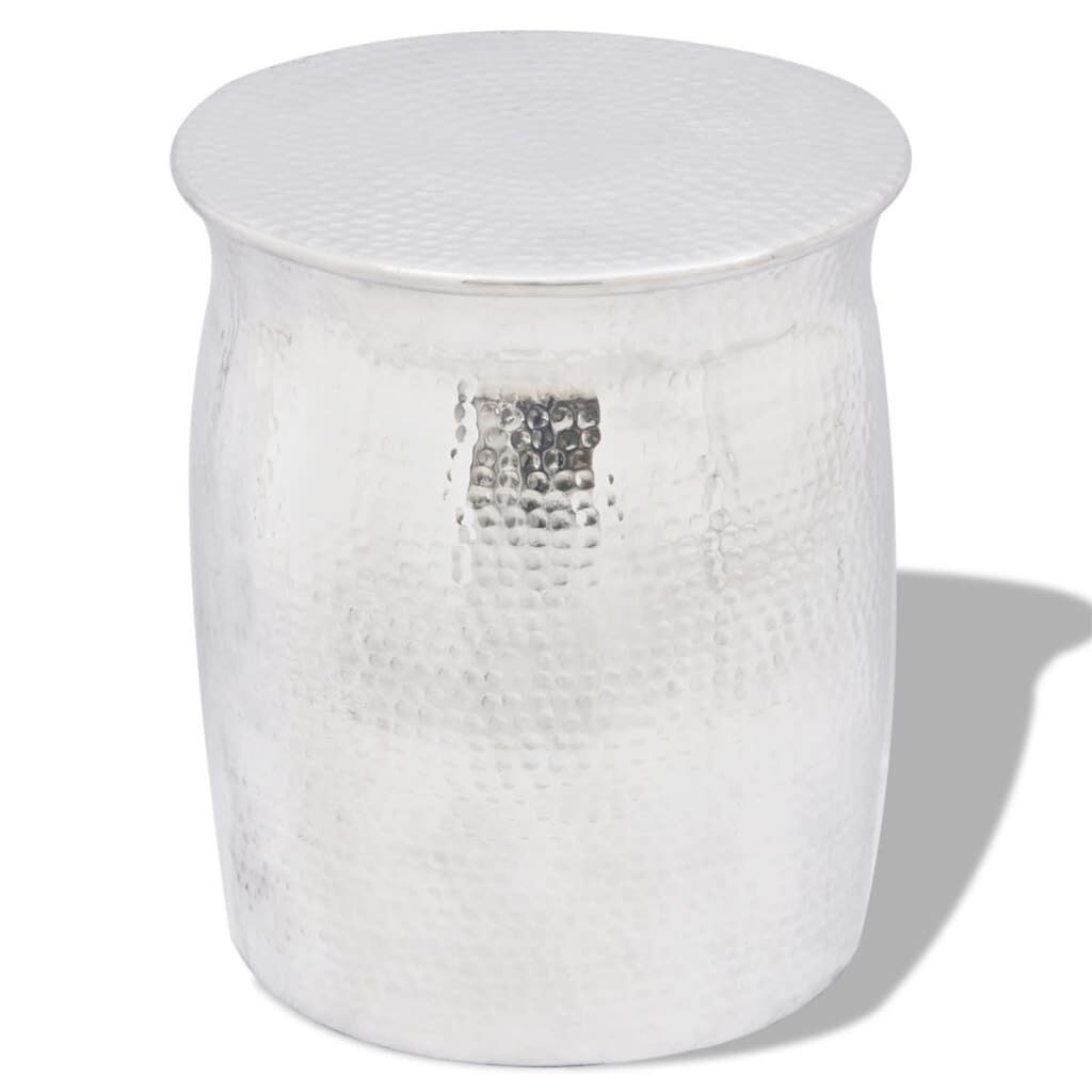 Hammered Aluminium Stool/Side Table Silver Hammered Aluminium Stool/Side Table Silver