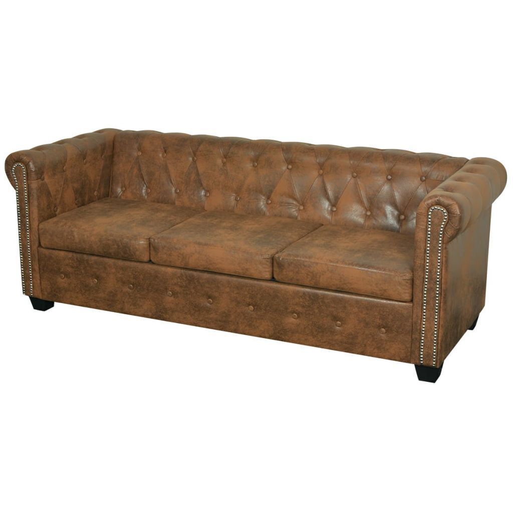 Blyth Chesterfield Sofa Artificial Leather Brown Blyth Chesterfield Sofa Artificial Leather Brown