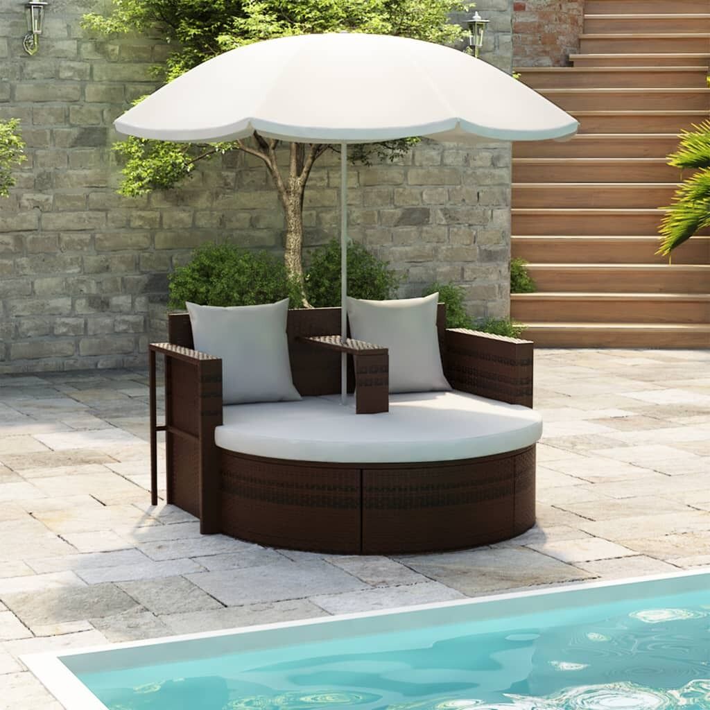 Garden Bed with Parasol Poly Rattan Garden Bed with Parasol Poly Rattan