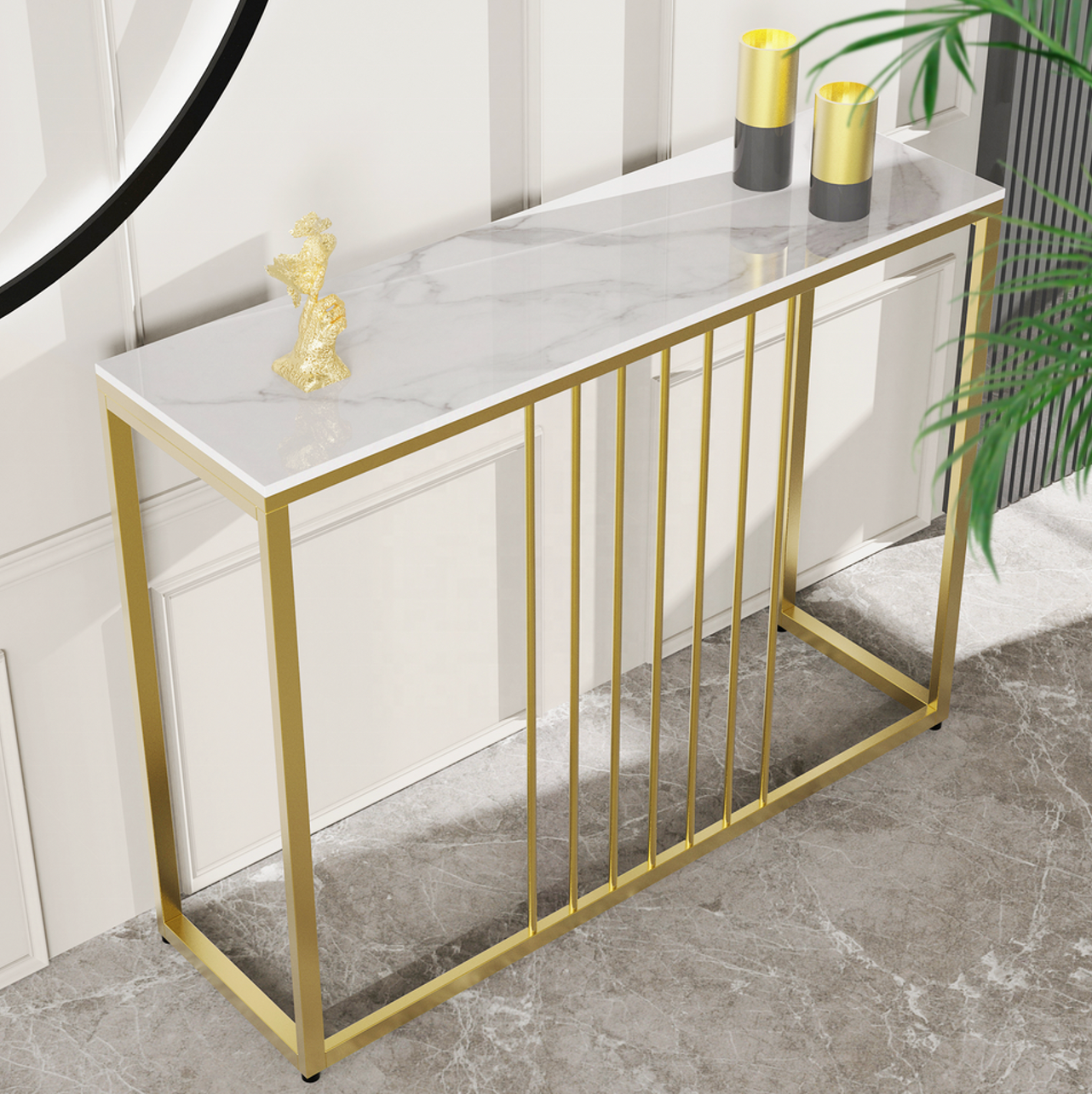 Stone Marble Console - Marble & Black Stone Marble Console - Marble & Black