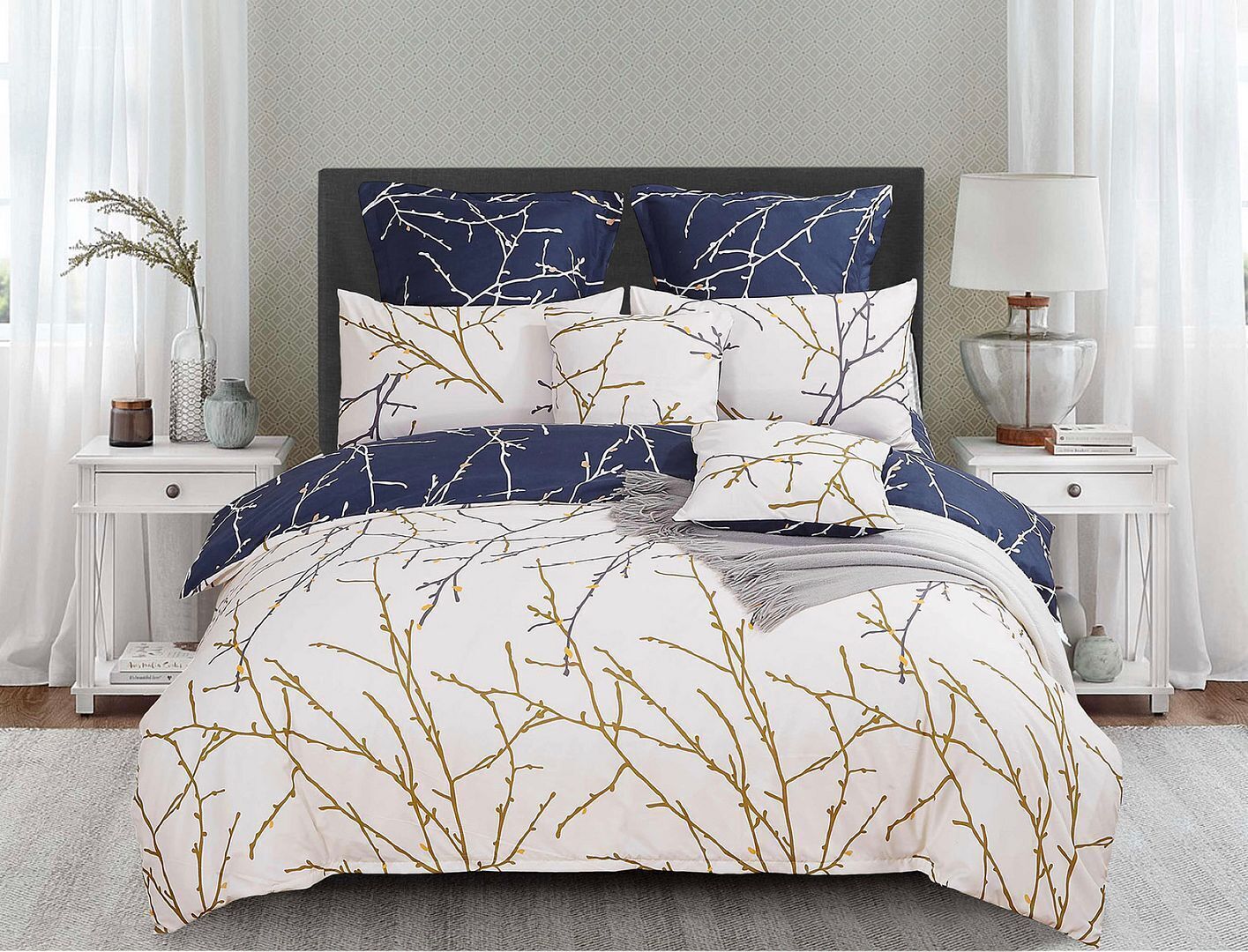 Tree ReversibleQuilt/Doona/Duvet Cover Set - Beige Tree ReversibleQuilt/Doona/Duvet Cover Set - Beige