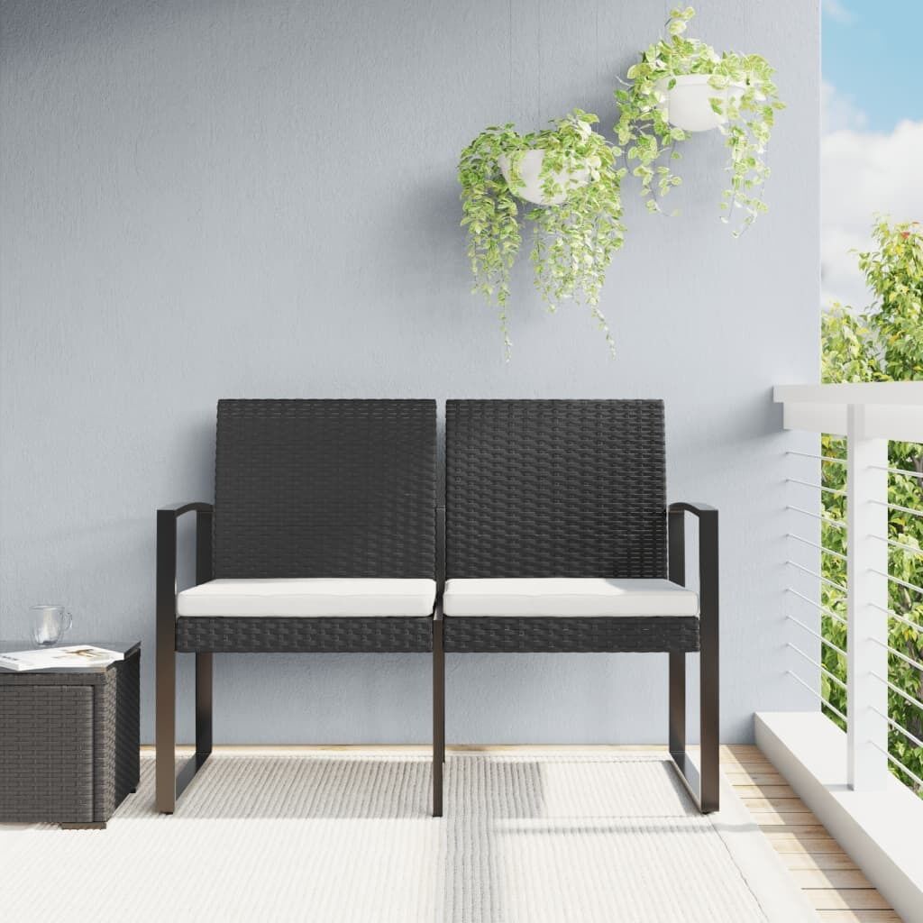 2-Seater Garden Bench with Cushions PP Rattan 2-Seater Garden Bench with Cushions PP Rattan