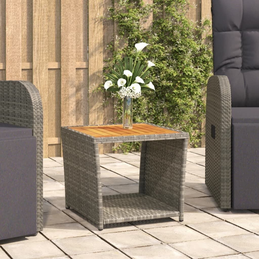 Tea Table with Wooden Top Poly Rattan Tea Table with Wooden Top Poly Rattan
