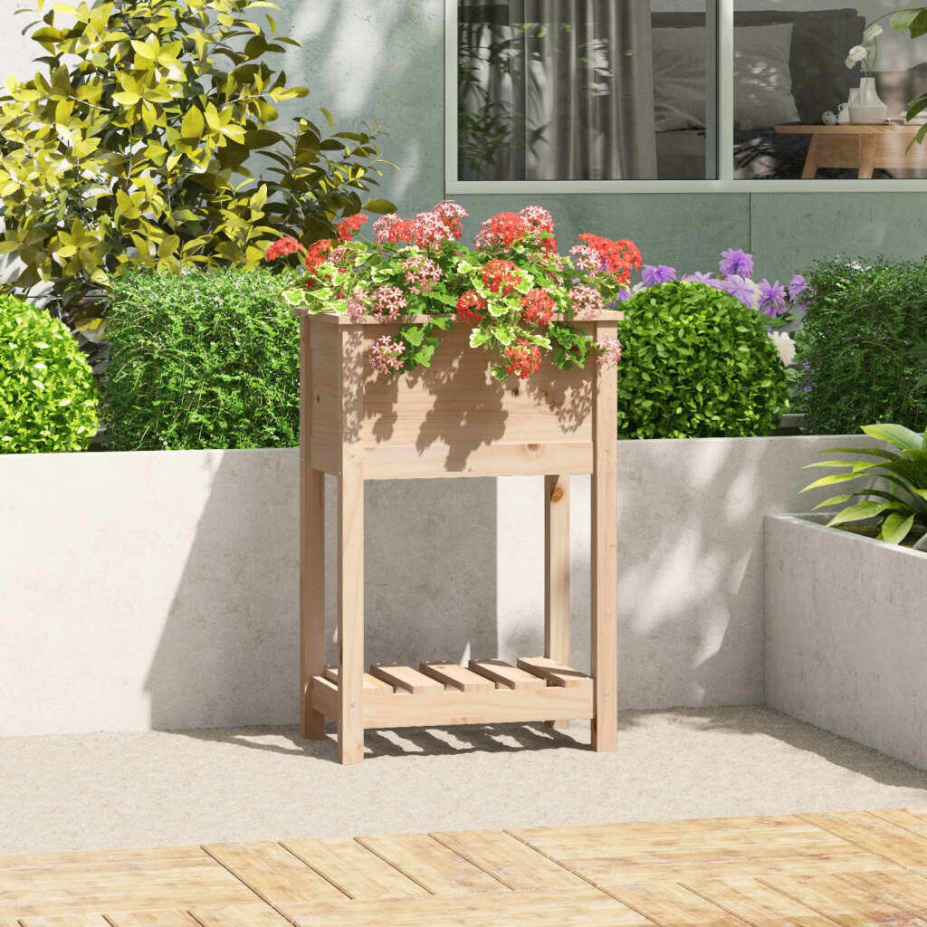 Planter with Shelf Solid Wood Pine Planter with Shelf Solid Wood Pine
