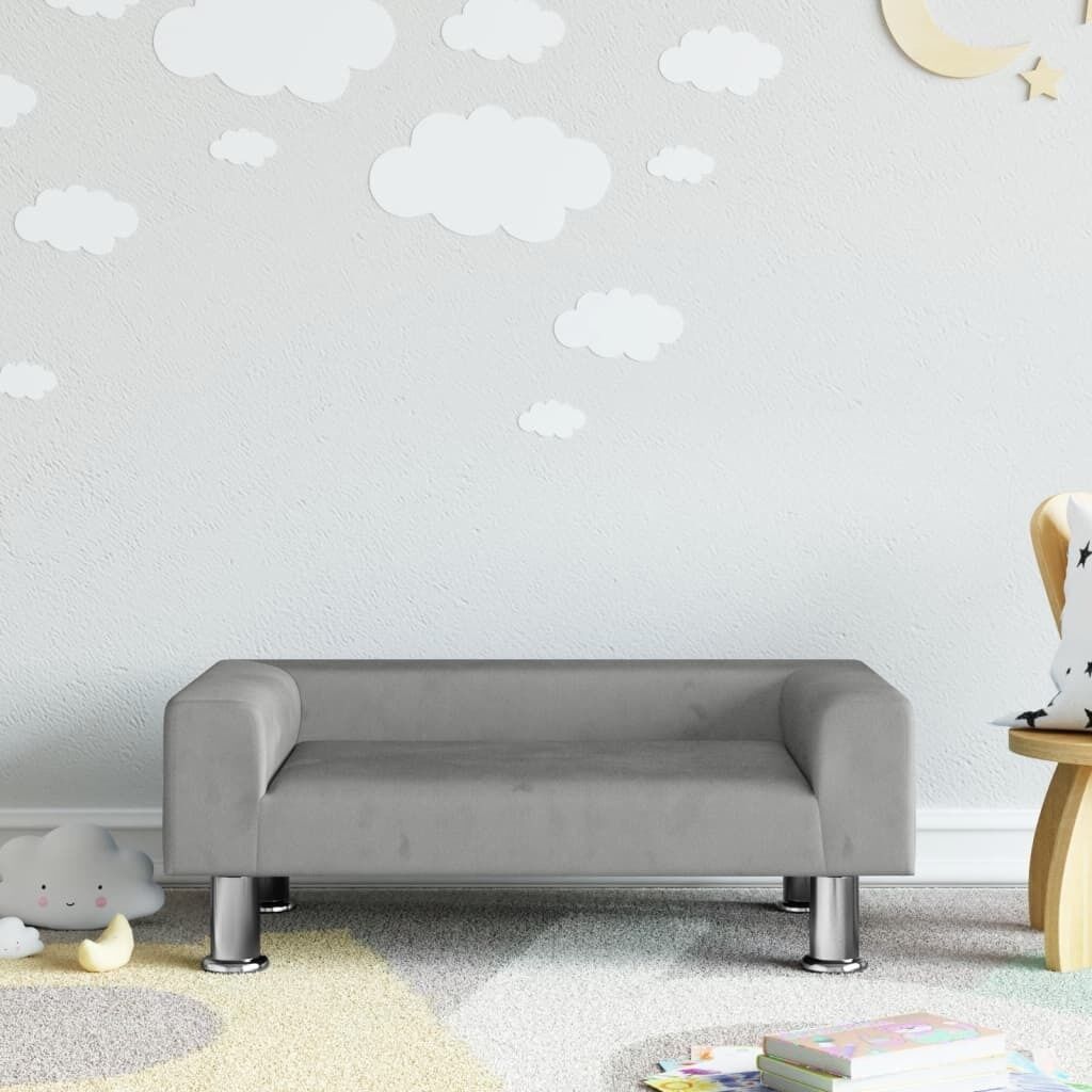 Kids Sofa Light Grey Velvet Kids Sofa Light Grey Velvet
