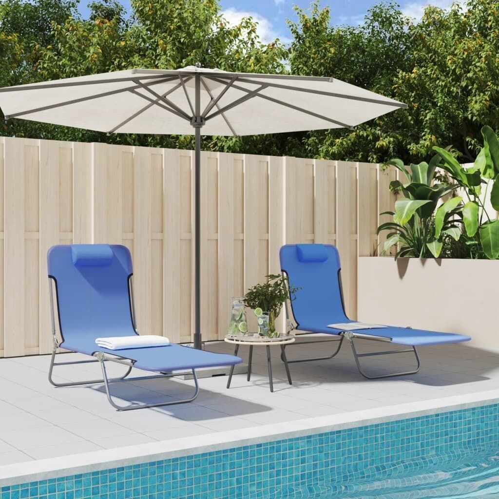 Folding Sun Loungers 2 pcs Textilene and Steel Folding Sun Loungers 2 pcs Textilene and Steel
