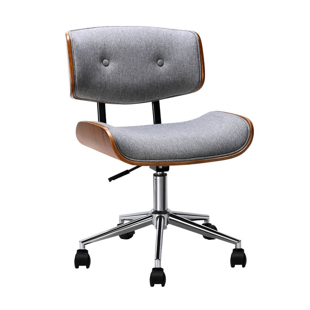 Artiss Wooden Office Chair Fabric Seat Grey Artiss Wooden Office Chair Fabric Seat Grey