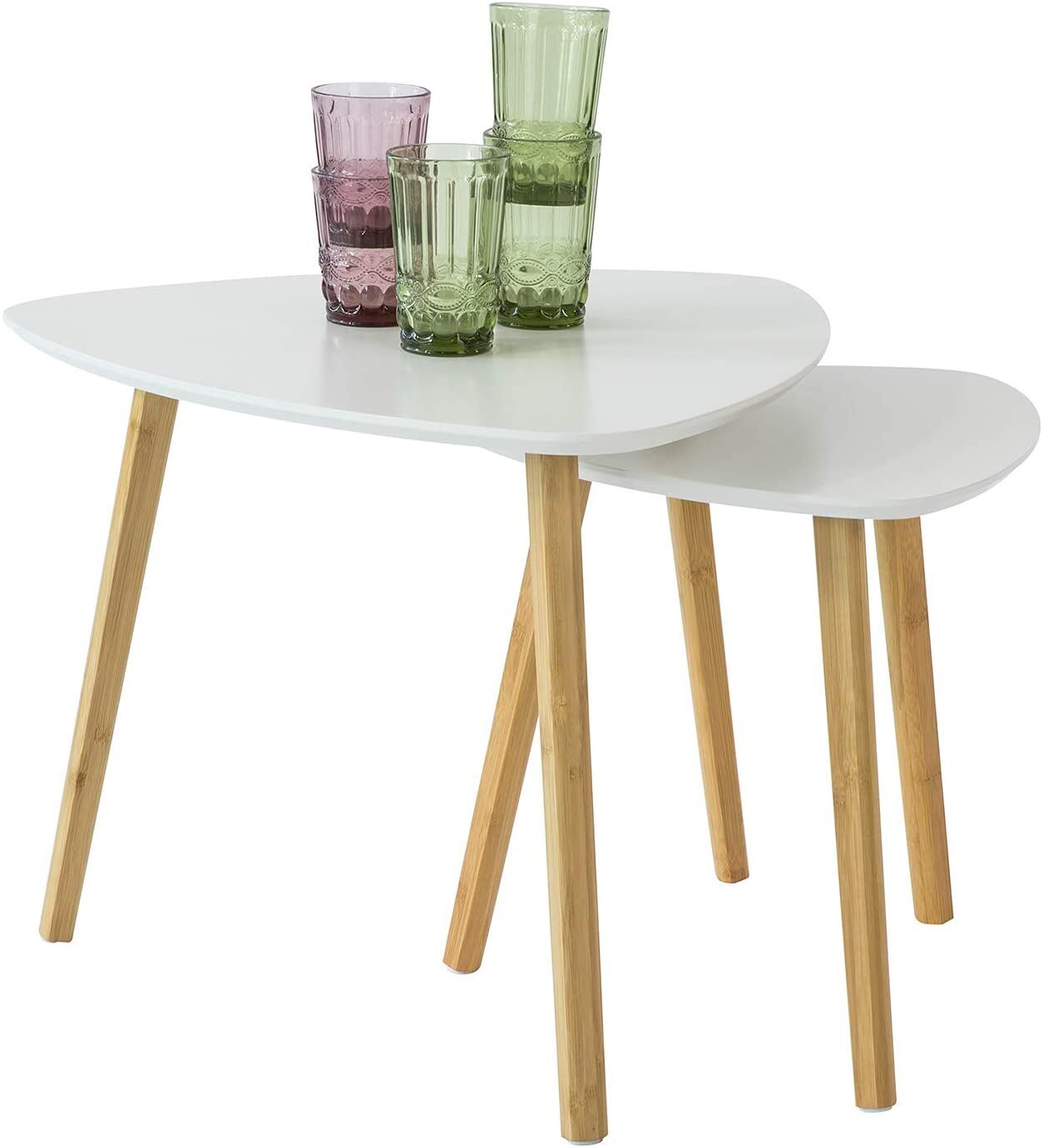 Set of 2 White Side Nesting Tables Set of 2 White Side Nesting Tables
