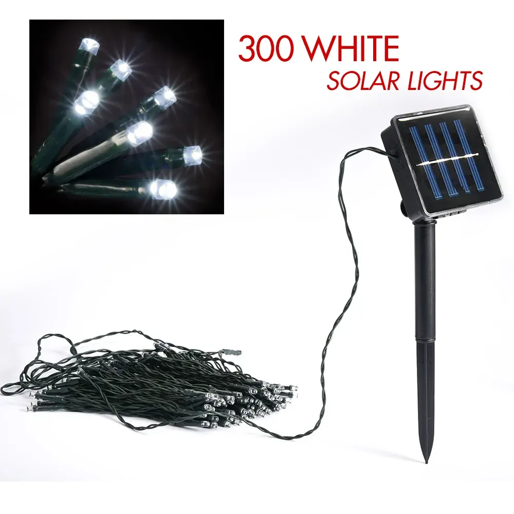 300 White solar LED string lights 300 White solar LED string lights