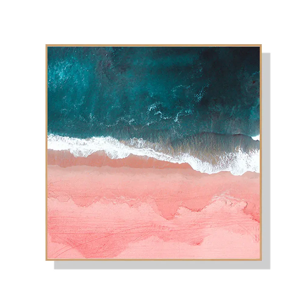 Wall Art 90cmx90cm Pink Sea Wood Frame Canvas Wall Art 90cmx90cm Pink Sea Wood Frame Canvas