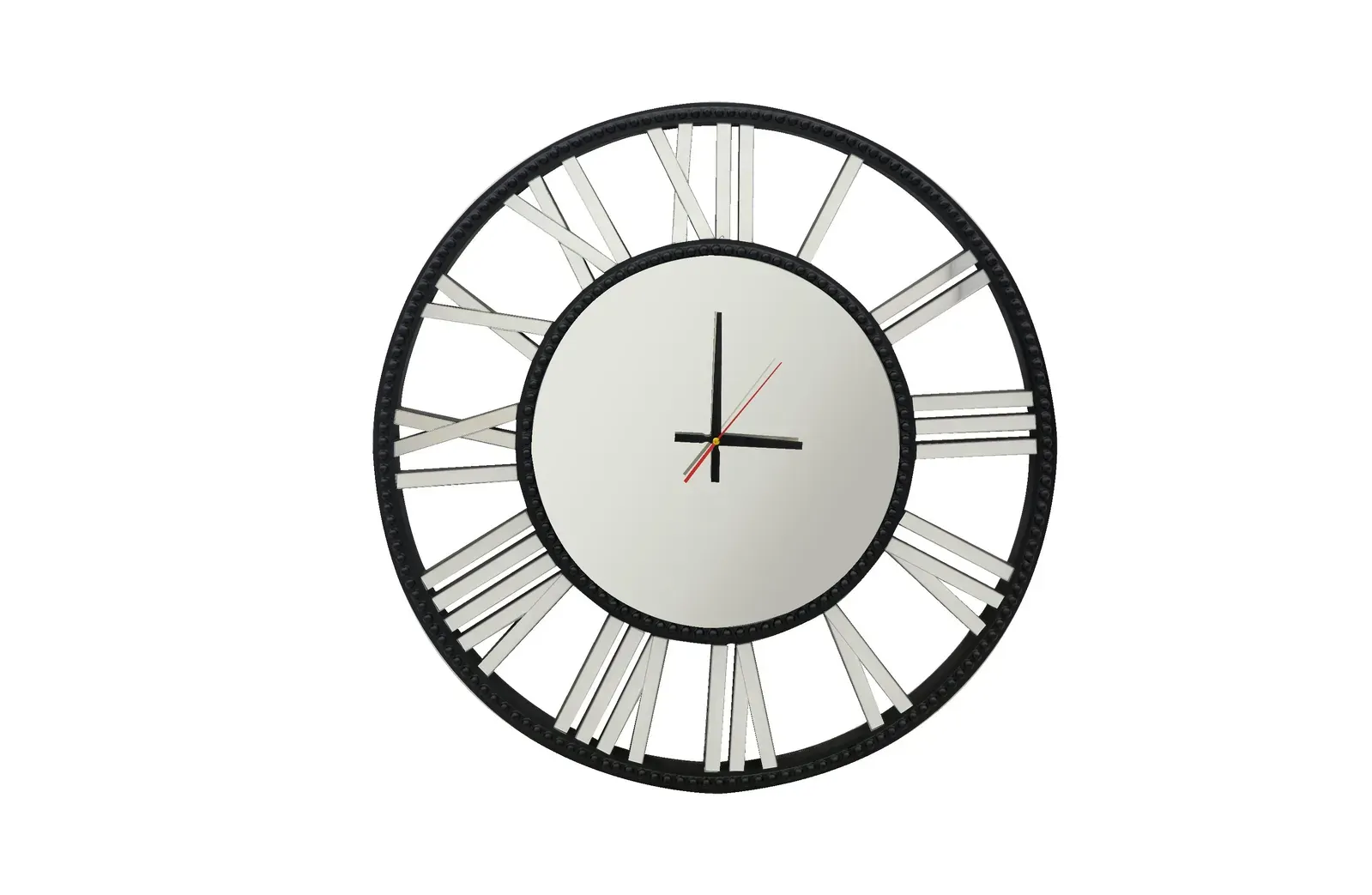 Decorative Beaded Mirrored Clock- Black Beaded 75cm Decorative Beaded Mirrored Clock- Black Beaded 75cm