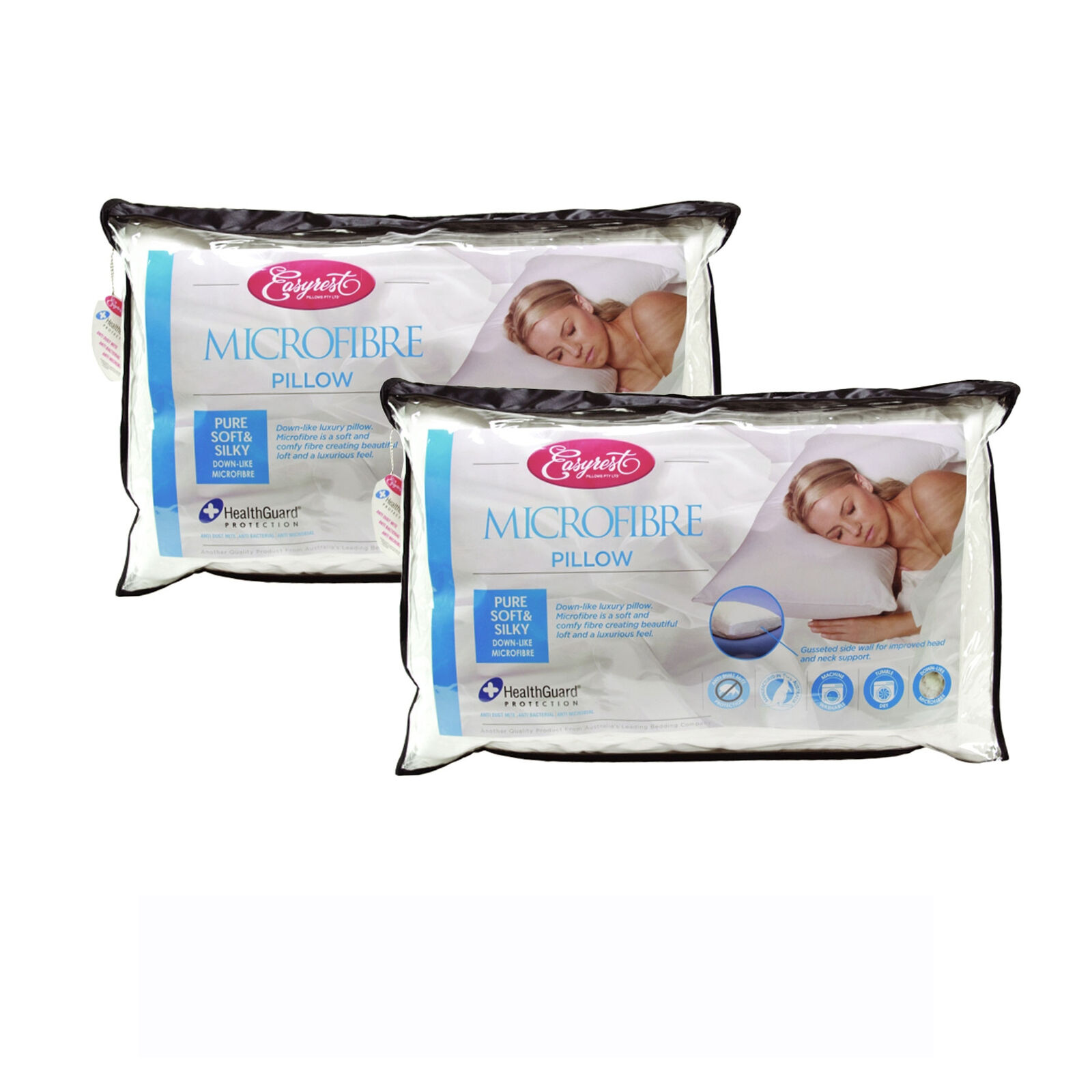Easyrest Two Microfibre Standard Gusseted Pillows Easyrest Two Microfibre Standard Gusseted Pillows