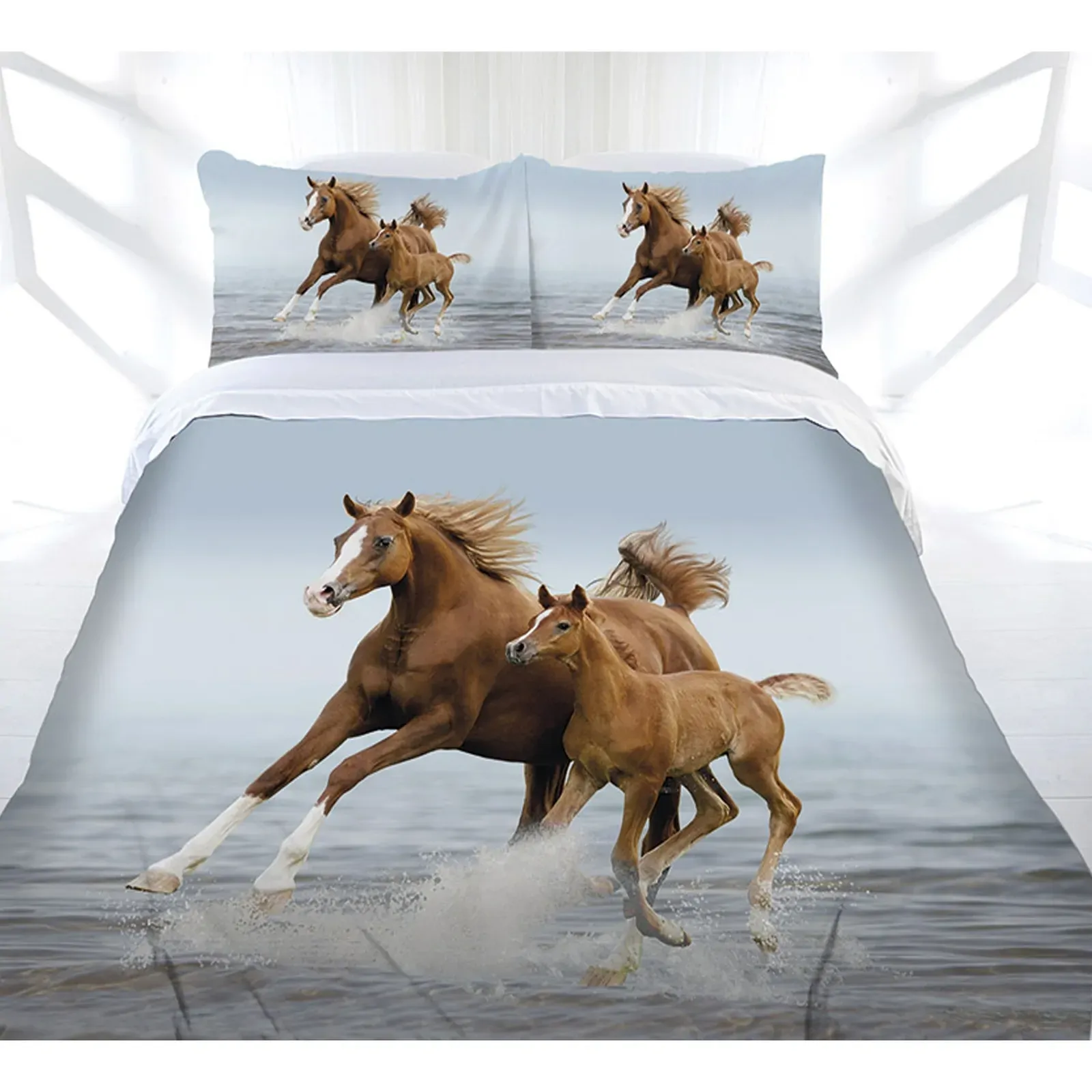 Just Home Frolicking Horse Quilt Cover Set Queen Just Home Frolicking Horse Quilt Cover Set Queen