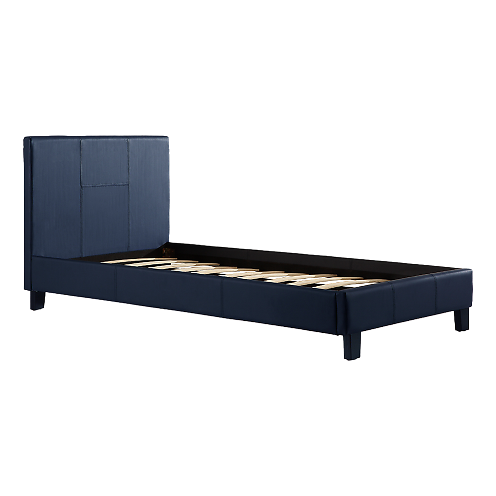 Single PU Leather Bed Frame Blue Single PU Leather Bed Frame Blue