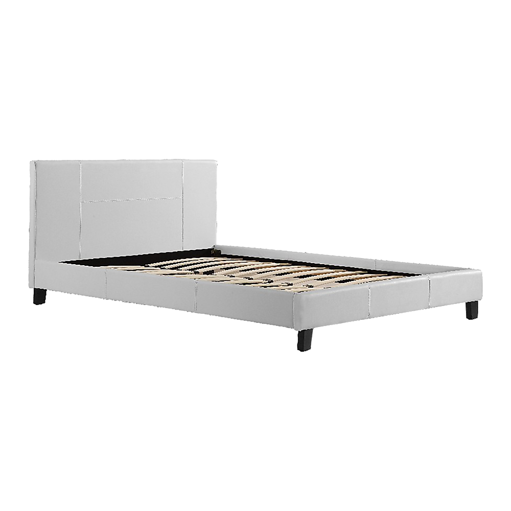 Double PU Leather Bed Frame White Double PU Leather Bed Frame White