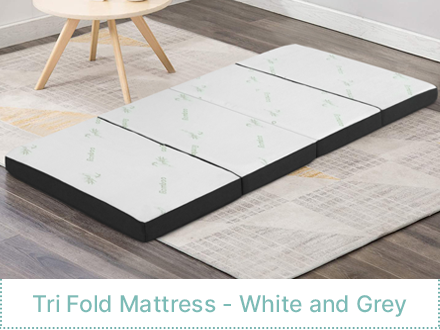 Tri Fold Mattress - White and Grey