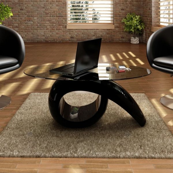 Coffee Table with Oval Glass Top