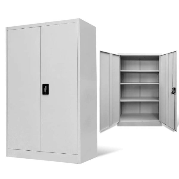 Office Cabinet with 2 Doors Steel Grey