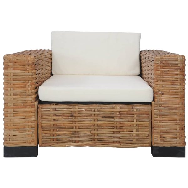 Armchair with Cushions Natural Rattan