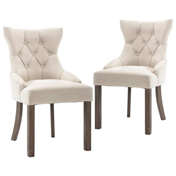Dining Chairs Beige Fabric