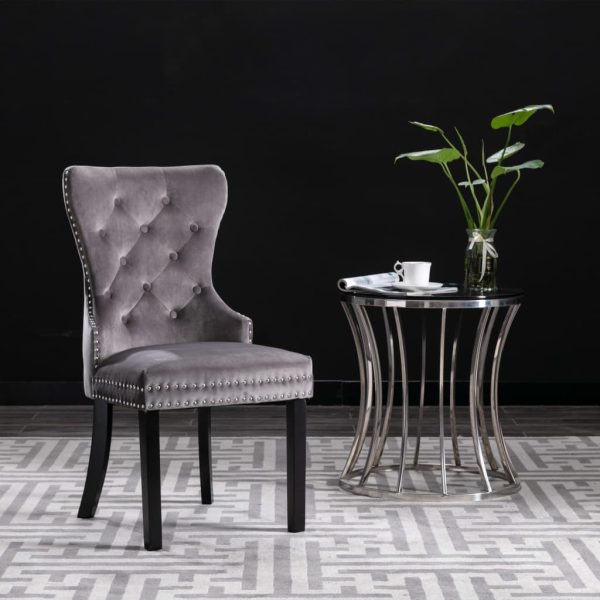 Dining Chairs Grey Velvet