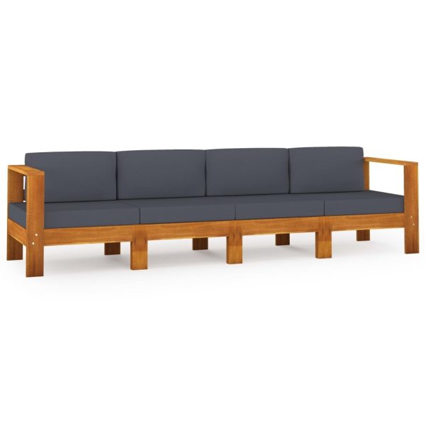 4-Seater Garden Sofa with Dark Grey Cushions Acacia Wood