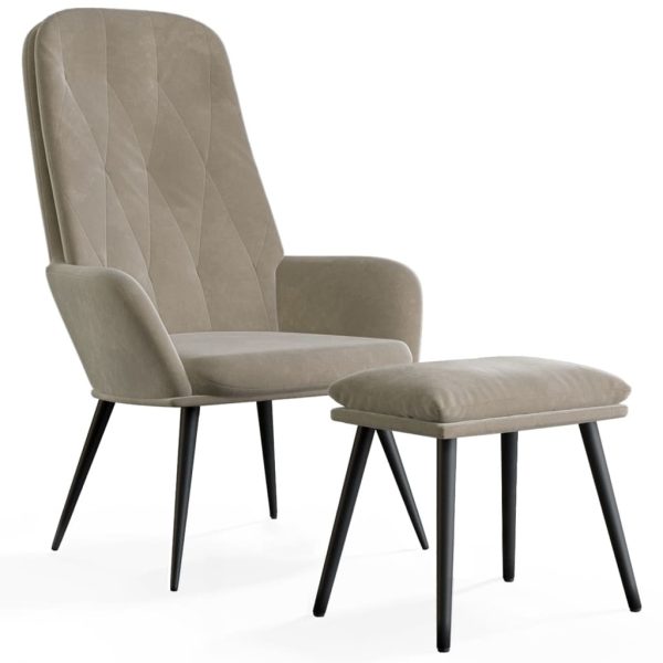 Relaxing Chair Light Grey Velvet