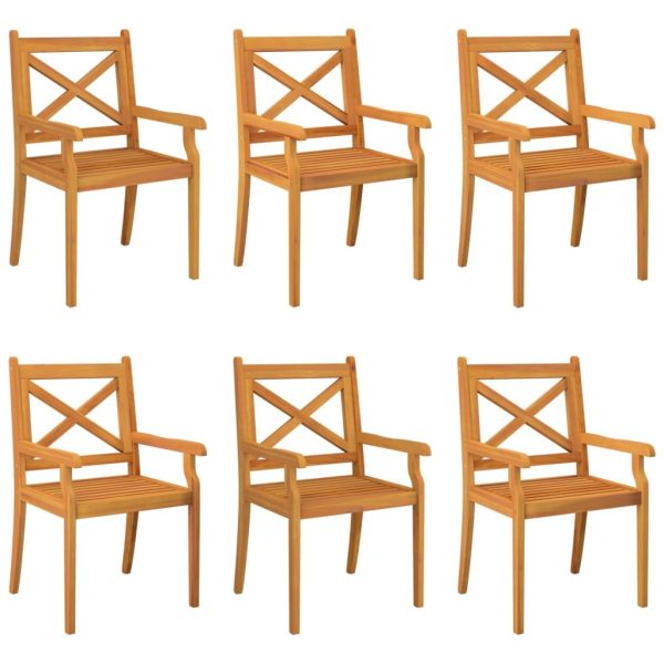 Outdoor Dining Chairs 6 pcs Solid Wood Acacia