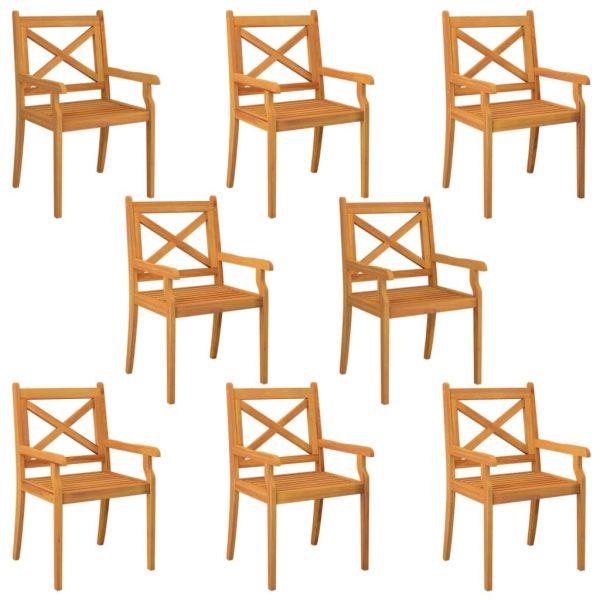 Outdoor Dining Chairs 8 pcs Solid Wood Acacia