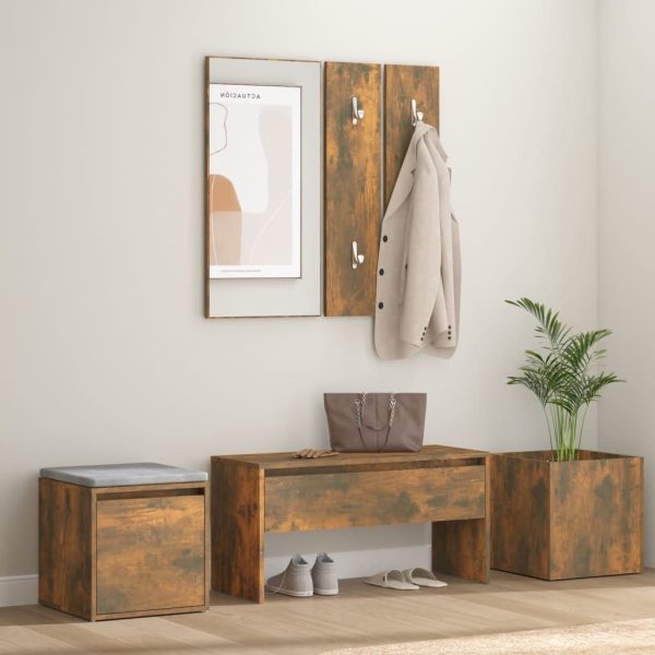 Hallway Furniture Set Smoked Oak Engineered Wood