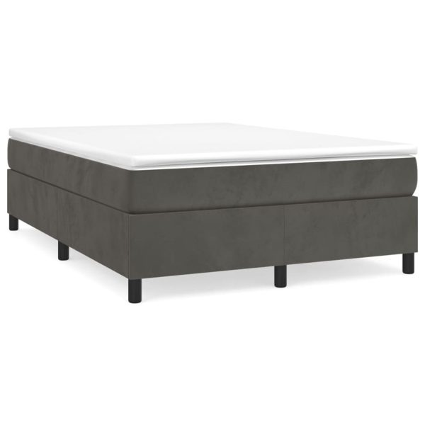 Box Spring Bed with Mattress Dark Grey 152×203 cm Queen Velvet